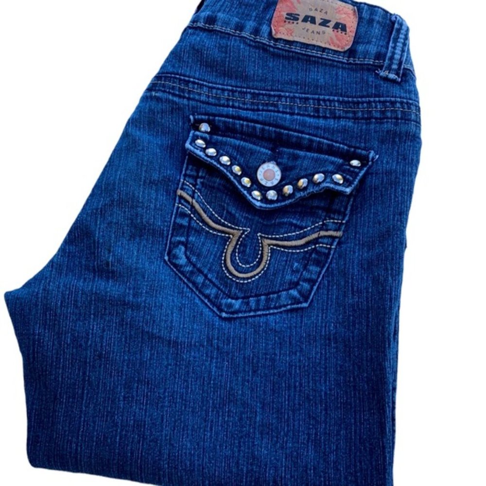 LIKE NEW DESIGNER DENIM SAZA BOOTCUT JEANS 5/27x33 FLAP POCKET ❤️